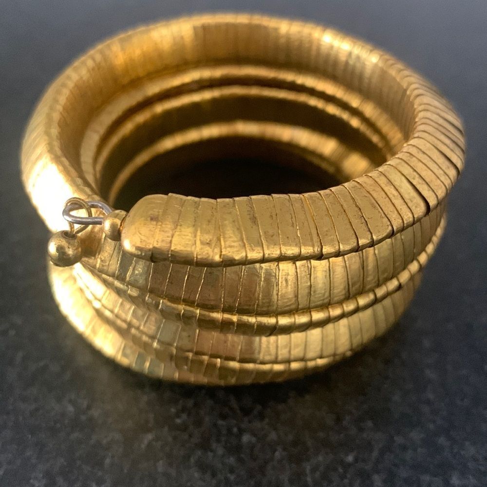 Chico’s Stretch Coil Slinky Snake Gas Pipe Turbogas Gold Wrap Bracelet
